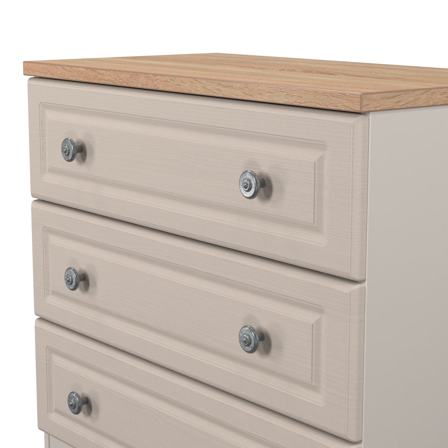 Norfolk Chest of Drawers Off-white & Light Oak 3 Drawers 74cm