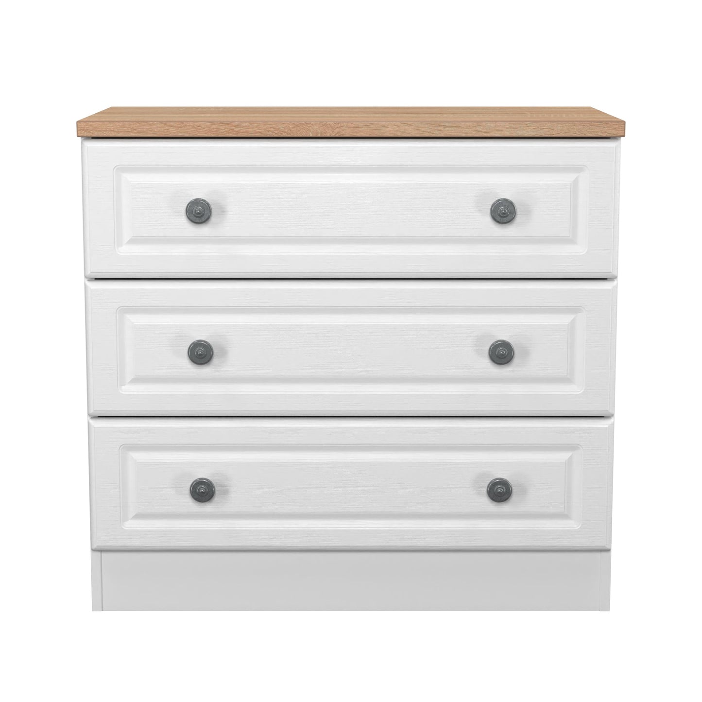 Norfolk Chest of Drawers White & Light Oak 3 Drawers 74cm