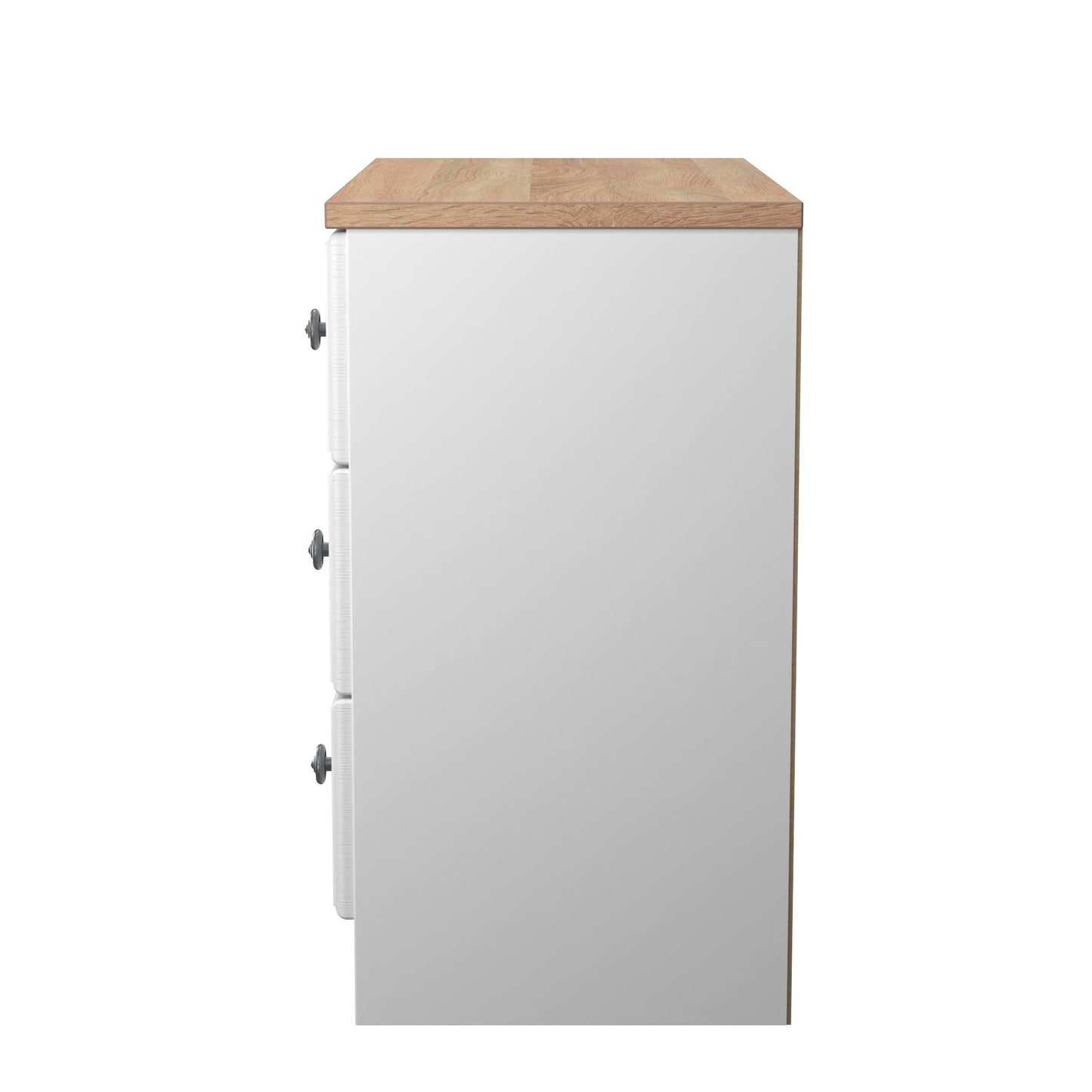 Norfolk Chest of Drawers White & Light Oak 3 Drawers 74cm