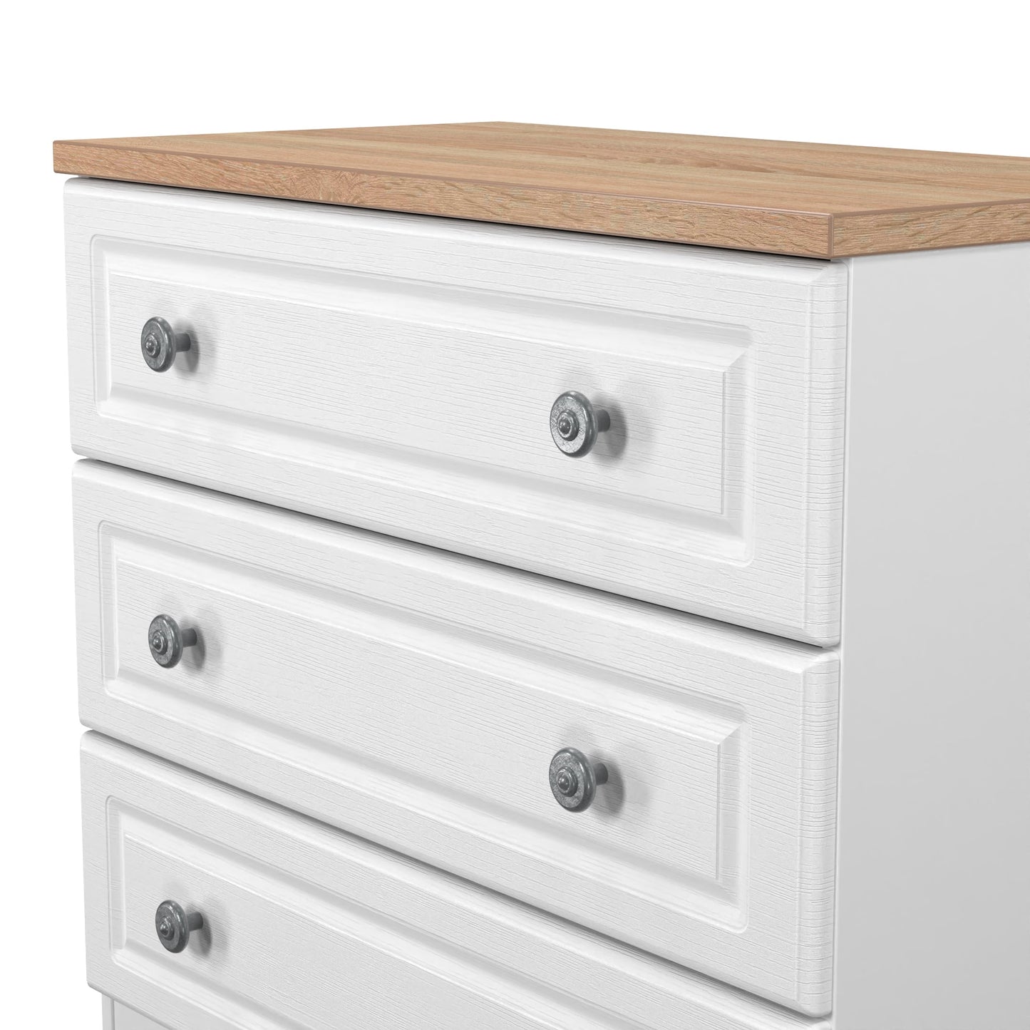 Norfolk Chest of Drawers White & Light Oak 3 Drawers 74cm