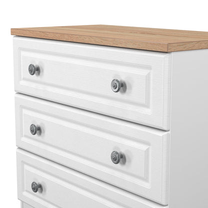 Norfolk Chest of Drawers White & Light Oak 3 Drawers 74cm