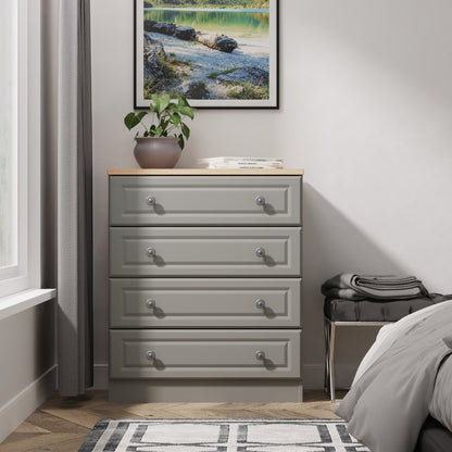 Norfolk Chest of Drawers Grey & Light Oak 4 Drawers 74cm