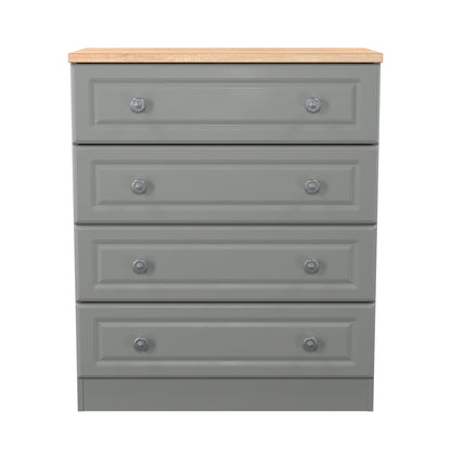 Norfolk Chest of Drawers Grey & Light Oak 4 Drawers 74cm