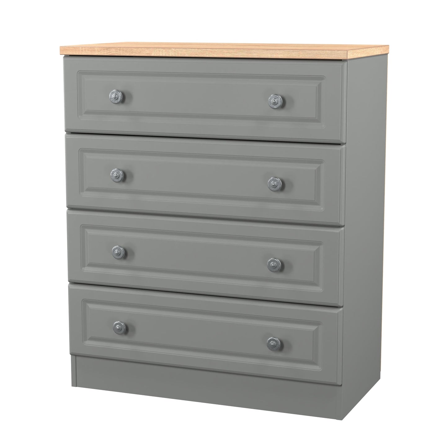 Norfolk Chest of Drawers Grey & Light Oak 4 Drawers 74cm
