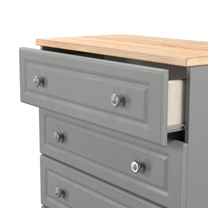Norfolk Chest of Drawers Grey & Light Oak 4 Drawers 74cm