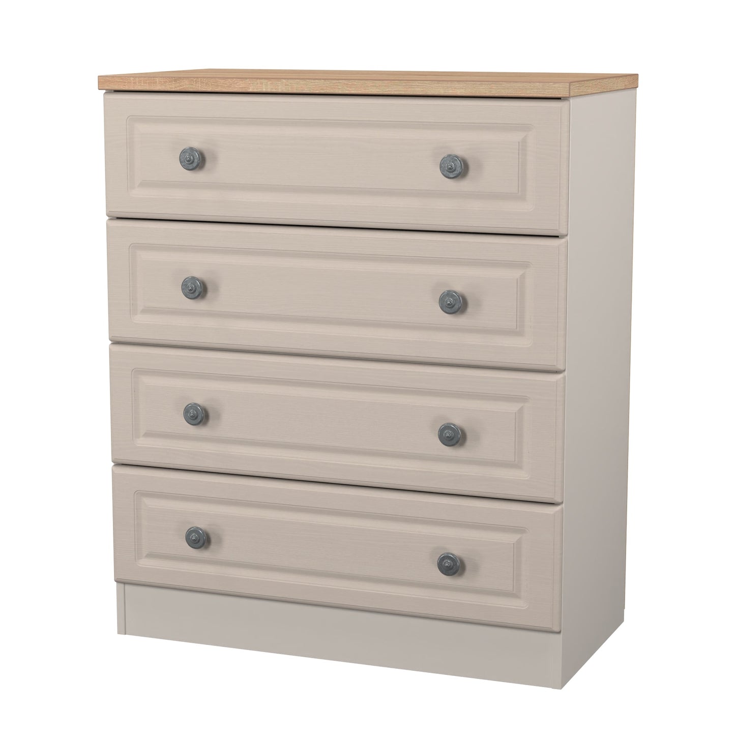 Norfolk Chest of Drawers Off-white & Light Oak 4 Drawers 74cm