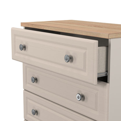 Norfolk Chest of Drawers Off-white & Light Oak 4 Drawers 74cm