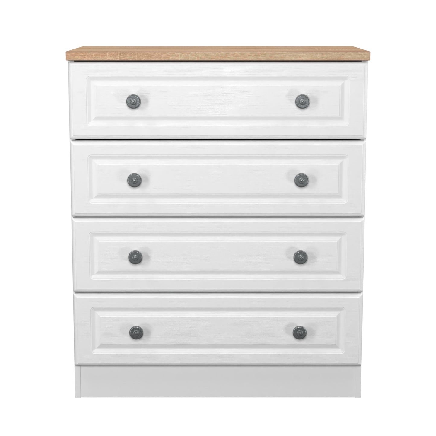 Norfolk Chest of Drawers White & Light Oak 4 Drawers 74cm