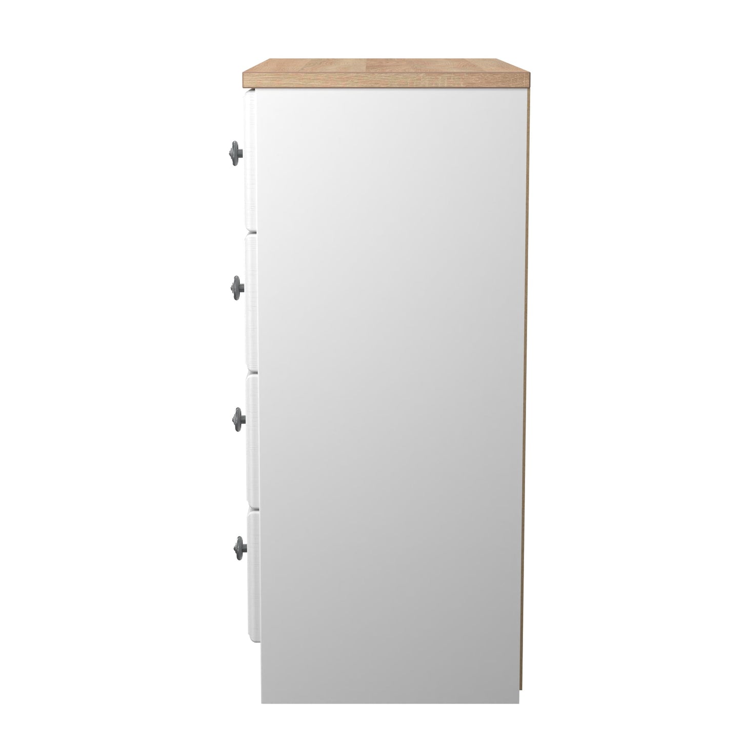 Norfolk Chest of Drawers White & Light Oak 4 Drawers 74cm