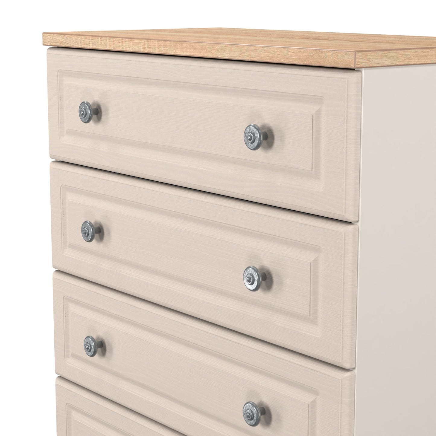 Norfolk Tall Chest of Drawers Off-white & Light Oak 5 Drawers 74cm