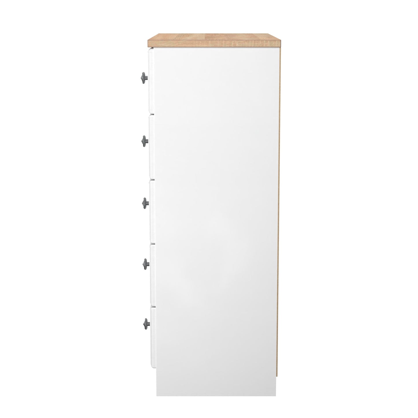Norfolk Tall Chest of Drawers White & Light Oak 5 Drawers 74cm