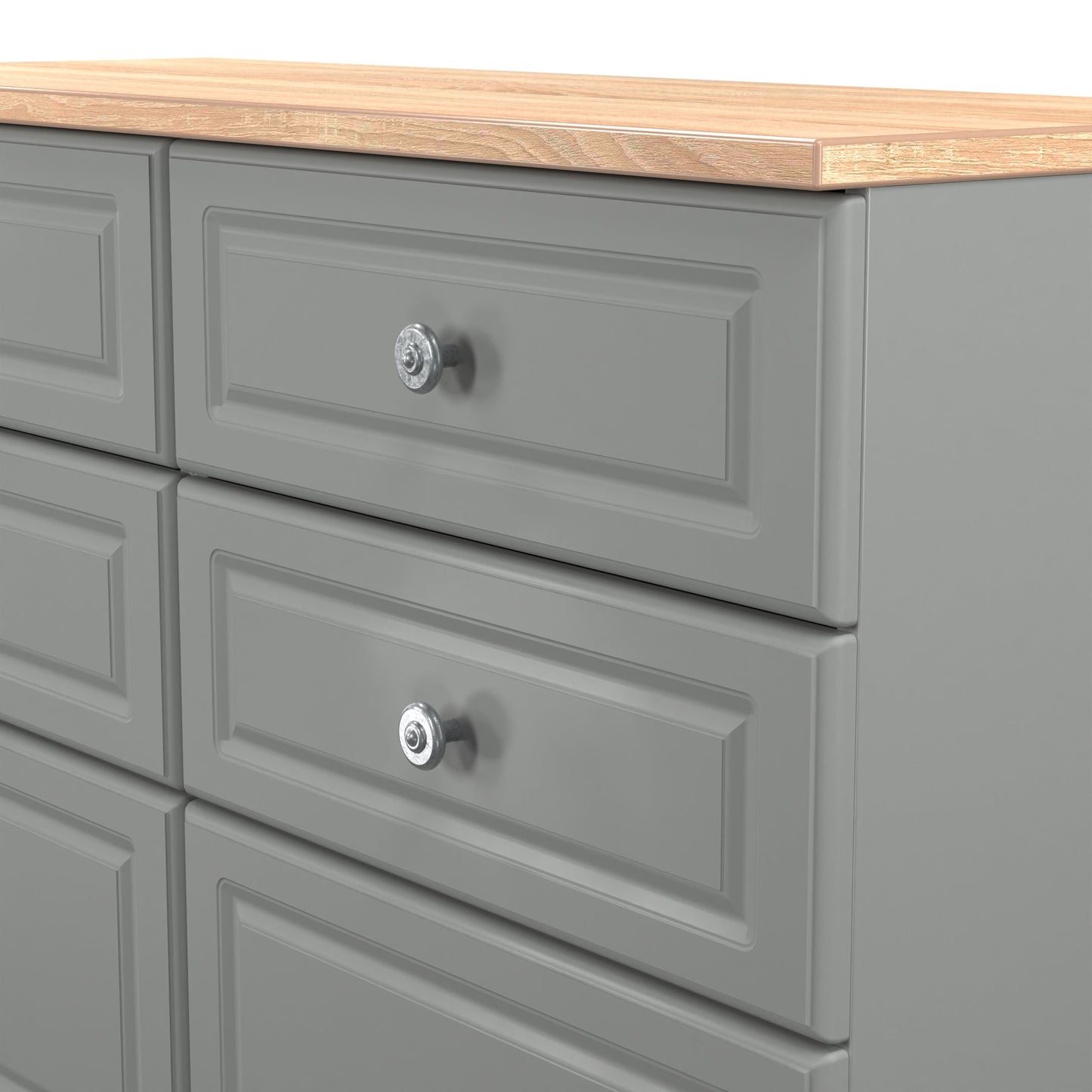 Norfolk Large Chest of Drawers Grey & Light Oak 6 Drawers 110cm