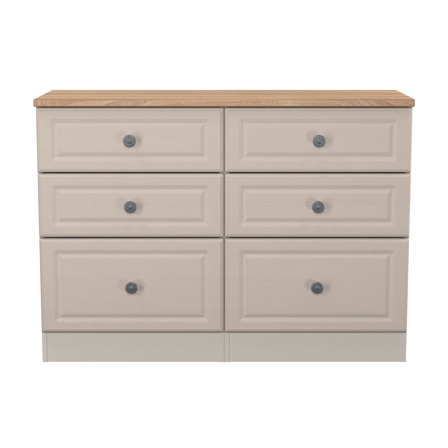 Norfolk Large Chest of Drawers Off-white & Light Oak 6 Drawers 110cm