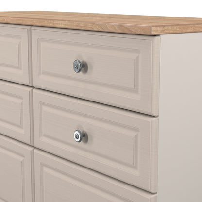 Norfolk Large Chest of Drawers Off-white & Light Oak 6 Drawers 110cm
