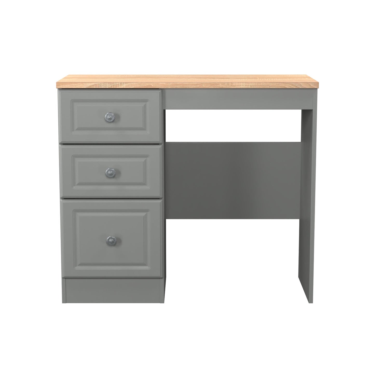 Norfolk Desk Grey & Light Oak 3 Drawers 90cm