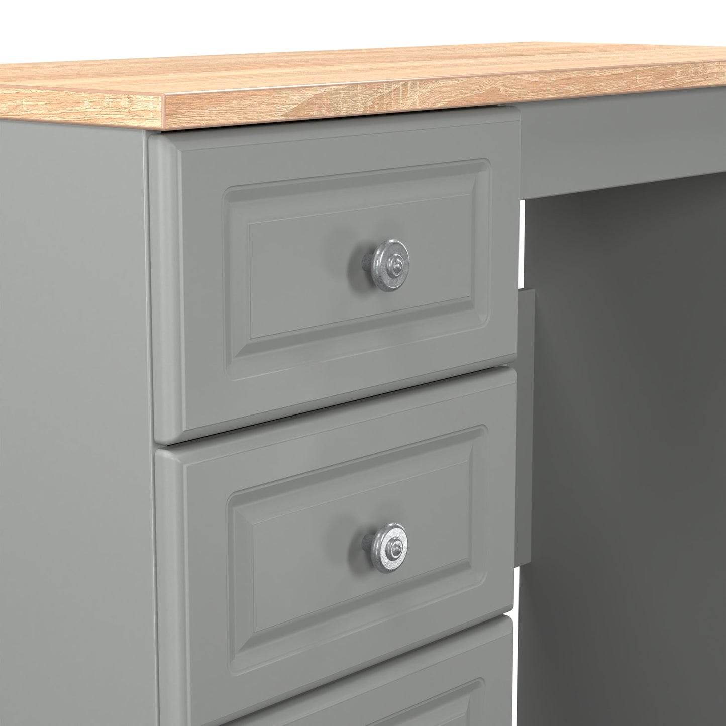 Norfolk Desk Grey & Light Oak 3 Drawers 90cm