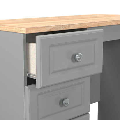 Norfolk Desk Grey & Light Oak 3 Drawers 90cm