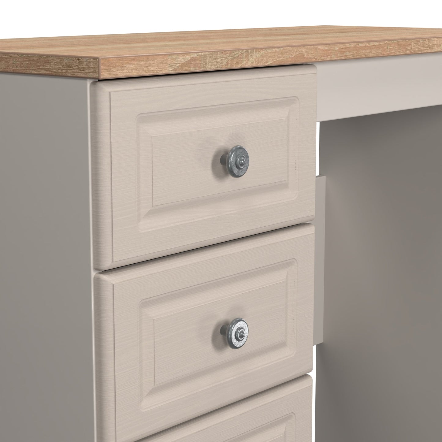 Norfolk Desk Off-white & Light Oak 3 Drawers 90cm