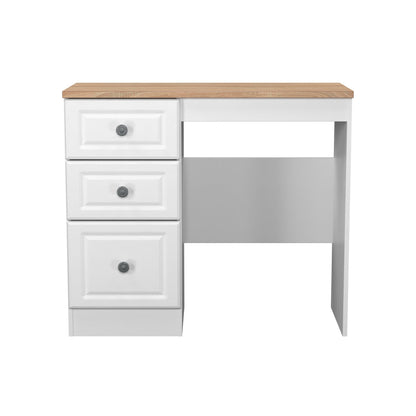 Norfolk Desk White & Light Oak 3 Drawers 90cm