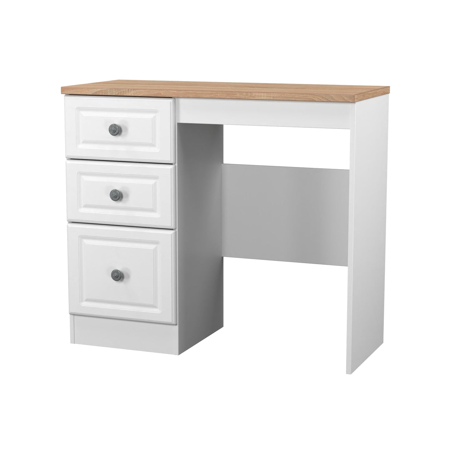 Norfolk Desk White & Light Oak 3 Drawers 90cm