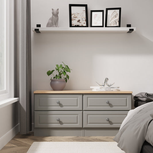 Norfolk Large Chest of Drawers Grey & Light Oak 4 Drawers 110cm