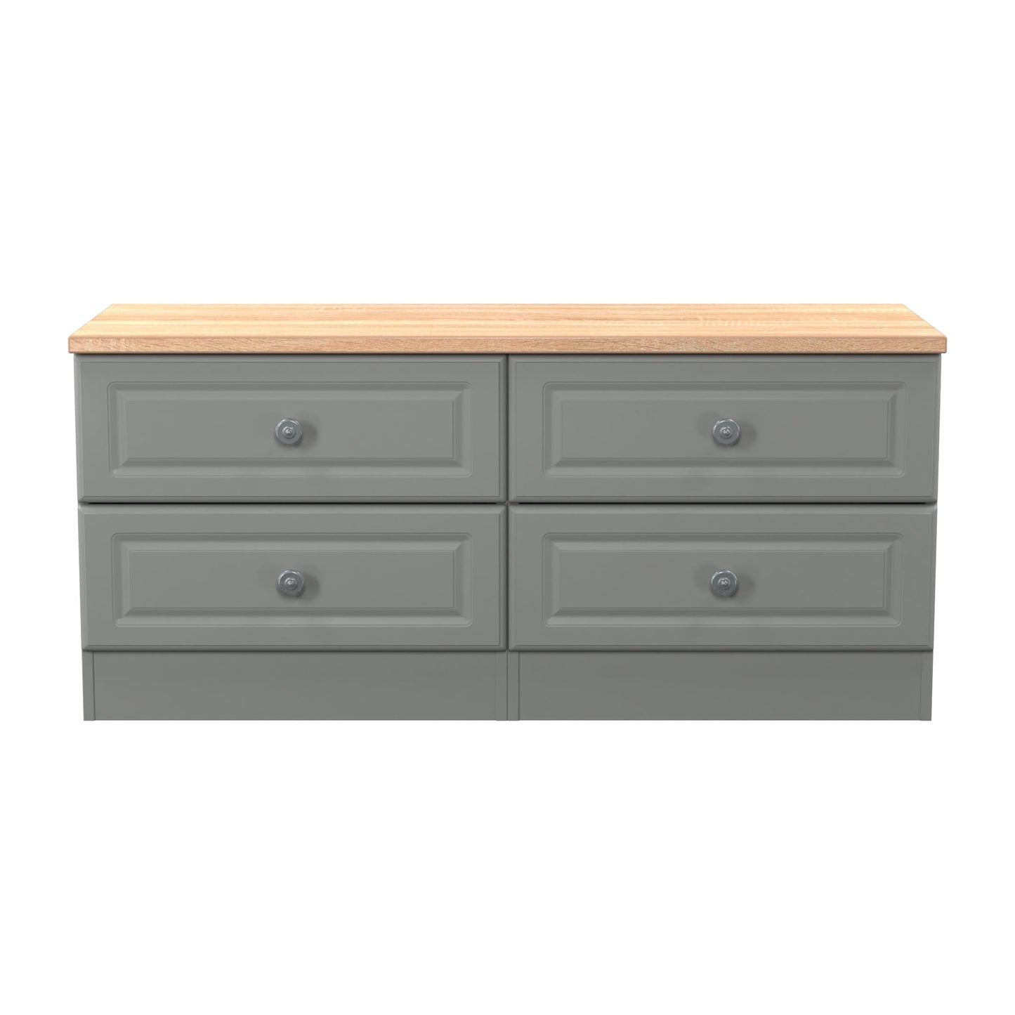 Norfolk Large Chest of Drawers Grey & Light Oak 4 Drawers 110cm