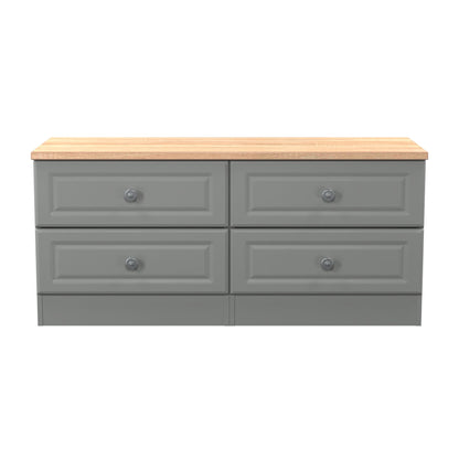 Norfolk Large Chest of Drawers Grey & Light Oak 4 Drawers 110cm
