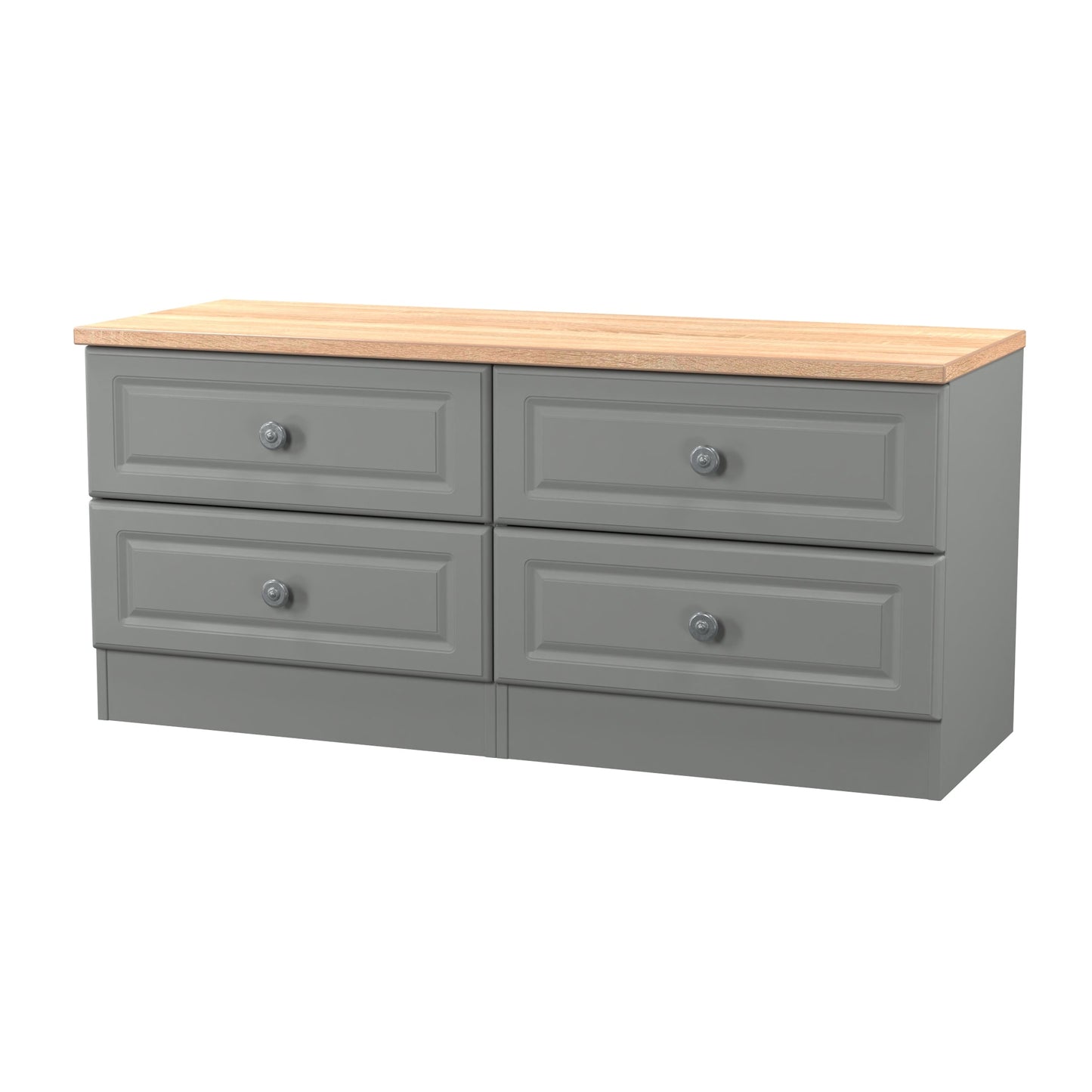 Norfolk Large Chest of Drawers Grey & Light Oak 4 Drawers 110cm
