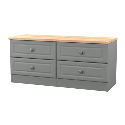 Norfolk Large Chest of Drawers Grey & Light Oak 4 Drawers 110cm