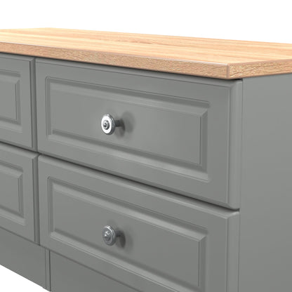 Norfolk Large Chest of Drawers Grey & Light Oak 4 Drawers 110cm
