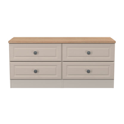 Norfolk Large Chest of Drawers Off-white & Light Oak 4 Drawers 110cm