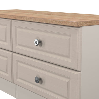 Norfolk Large Chest of Drawers Off-white & Light Oak 4 Drawers 110cm