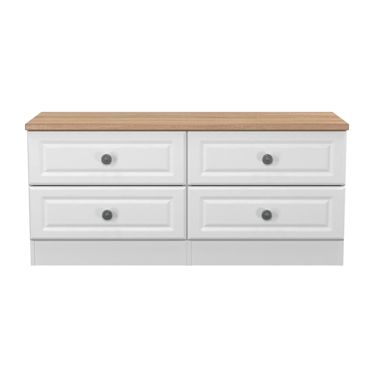 Norfolk Large Chest of Drawers White & Light Oak 4 Drawers 110cm