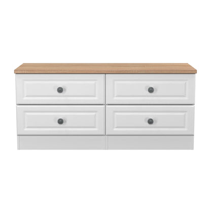 Norfolk Large Chest of Drawers White & Light Oak 4 Drawers 110cm