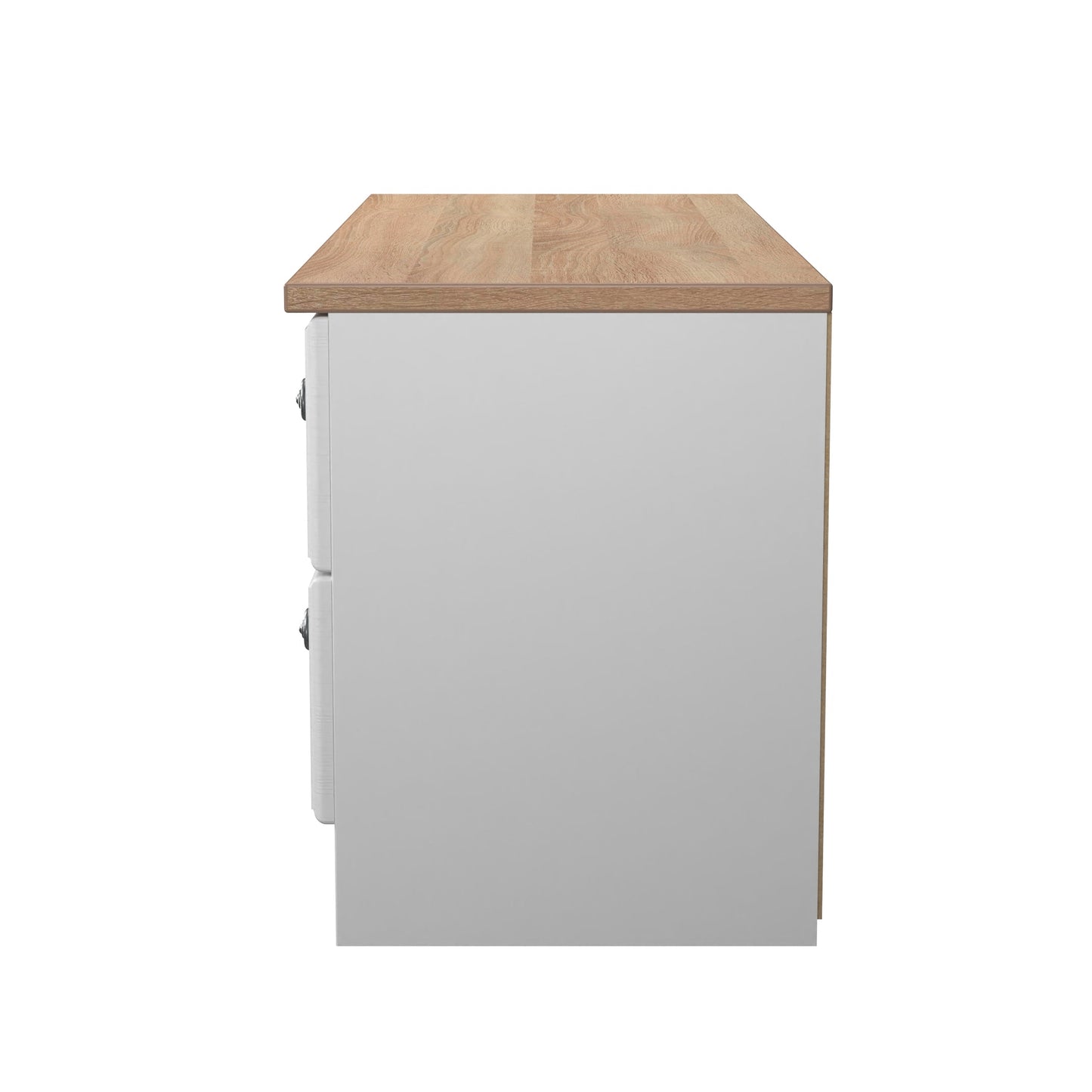 Norfolk Large Chest of Drawers White & Light Oak 4 Drawers 110cm