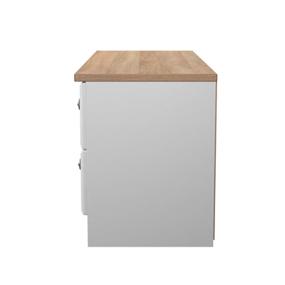 Norfolk Large Chest of Drawers White & Light Oak 4 Drawers 110cm