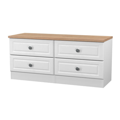 Norfolk Large Chest of Drawers White & Light Oak 4 Drawers 110cm