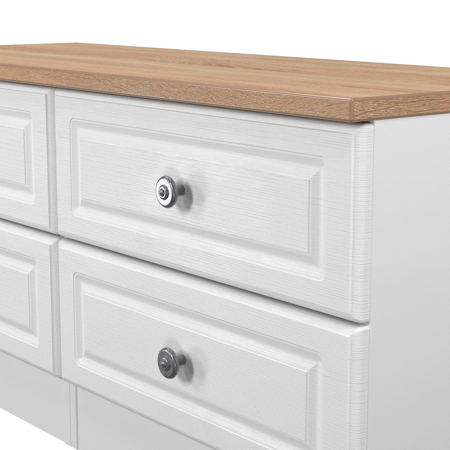 Norfolk Large Chest of Drawers White & Light Oak 4 Drawers 110cm