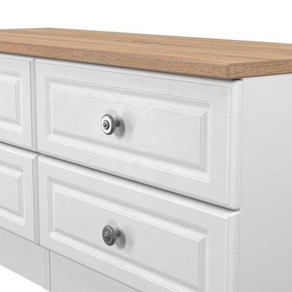Norfolk Large Chest of Drawers White & Light Oak 4 Drawers 110cm