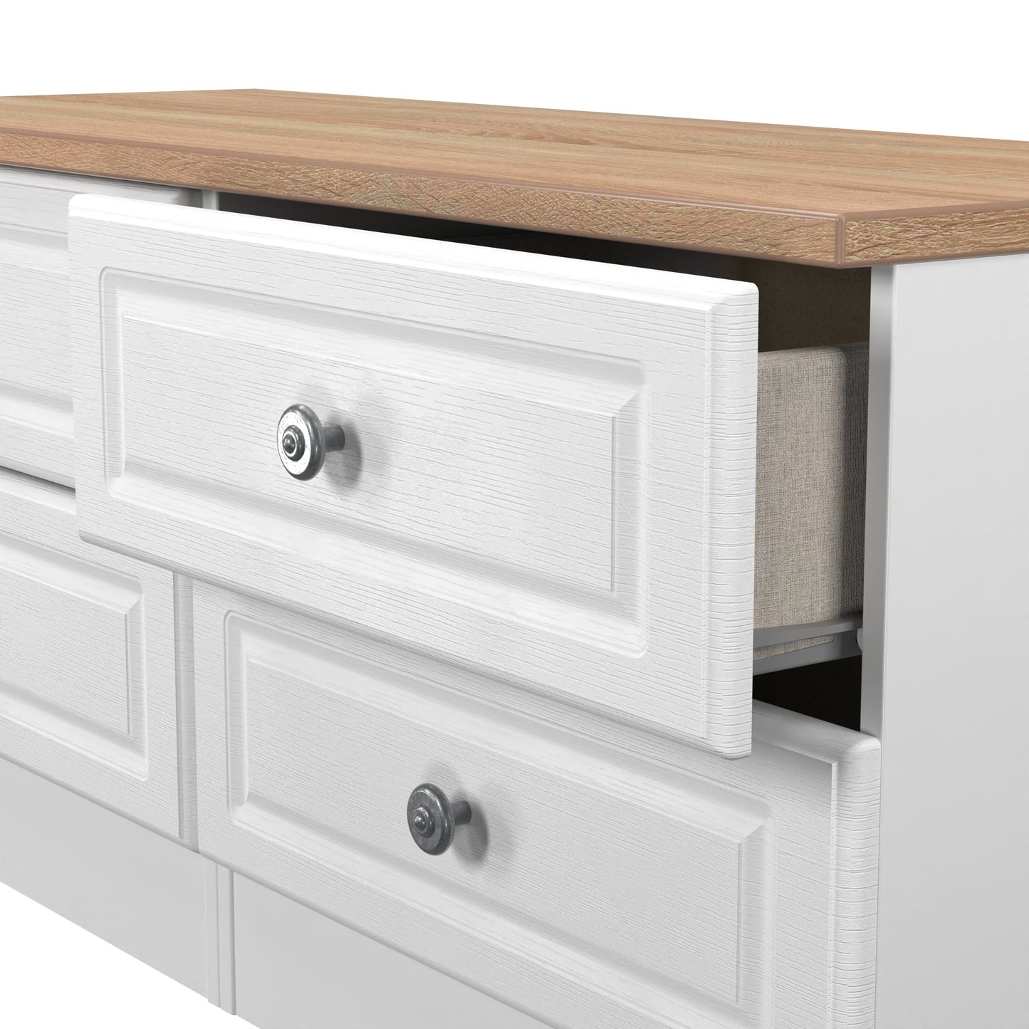 Norfolk Large Chest of Drawers White & Light Oak 4 Drawers 110cm