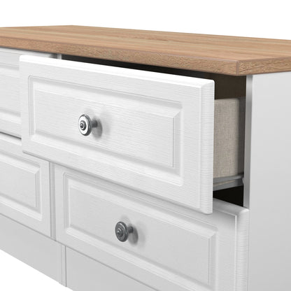 Norfolk Large Chest of Drawers White & Light Oak 4 Drawers 110cm
