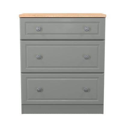Norfolk Chest of Drawers Grey & Light Oak 3 Drawers 39cm