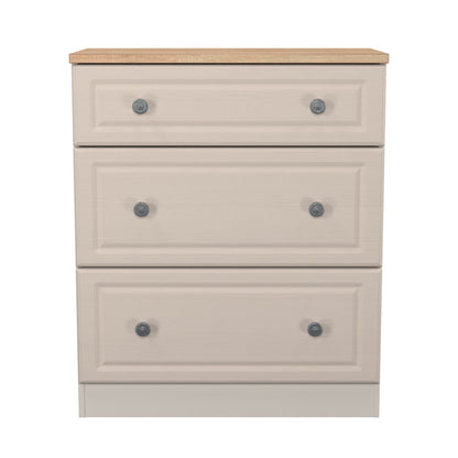 Norfolk Chest of Drawers Off-white & Light Oak 3 Drawers 39cm