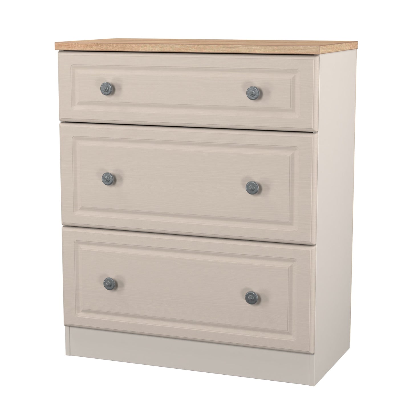 Norfolk Chest of Drawers Off-white & Light Oak 3 Drawers 39cm