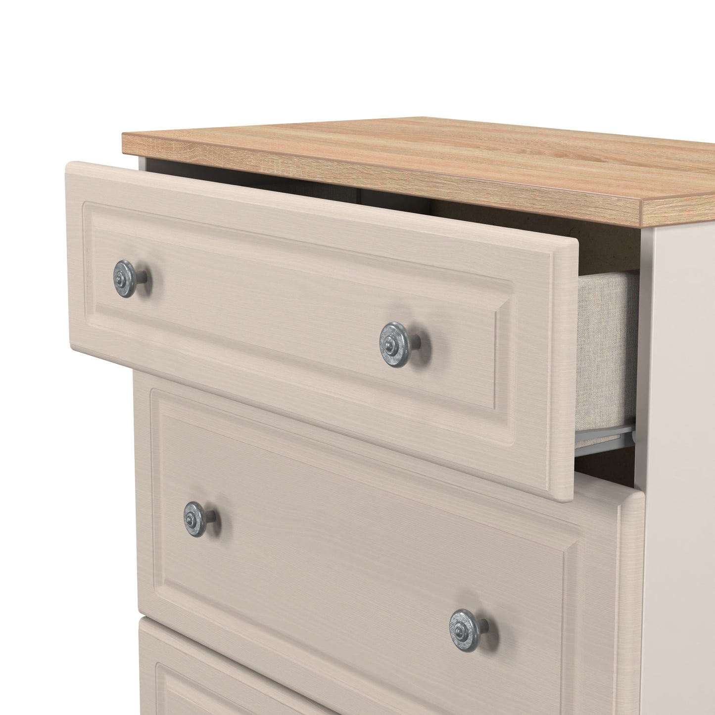 Norfolk Chest of Drawers Off-white & Light Oak 3 Drawers 39cm