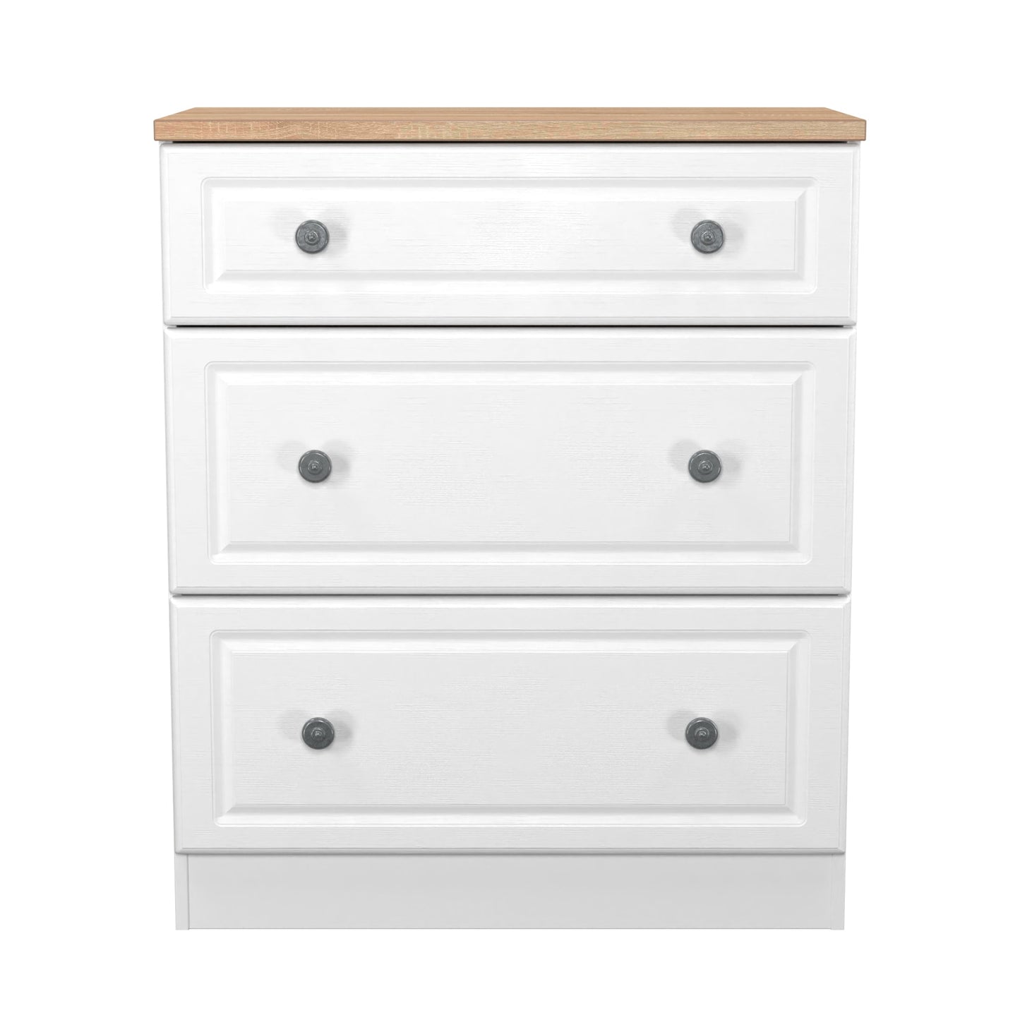 Norfolk Chest of Drawers White & Light Oak 3 Drawers 39cm