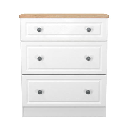 Norfolk Chest of Drawers White & Light Oak 3 Drawers 39cm