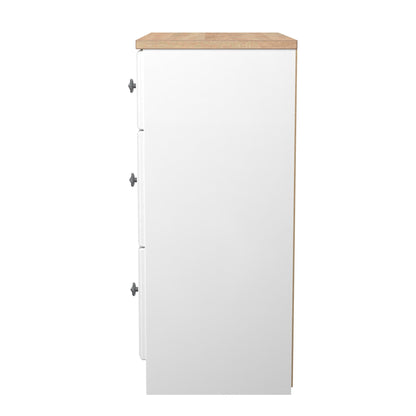 Norfolk Chest of Drawers White & Light Oak 3 Drawers 39cm