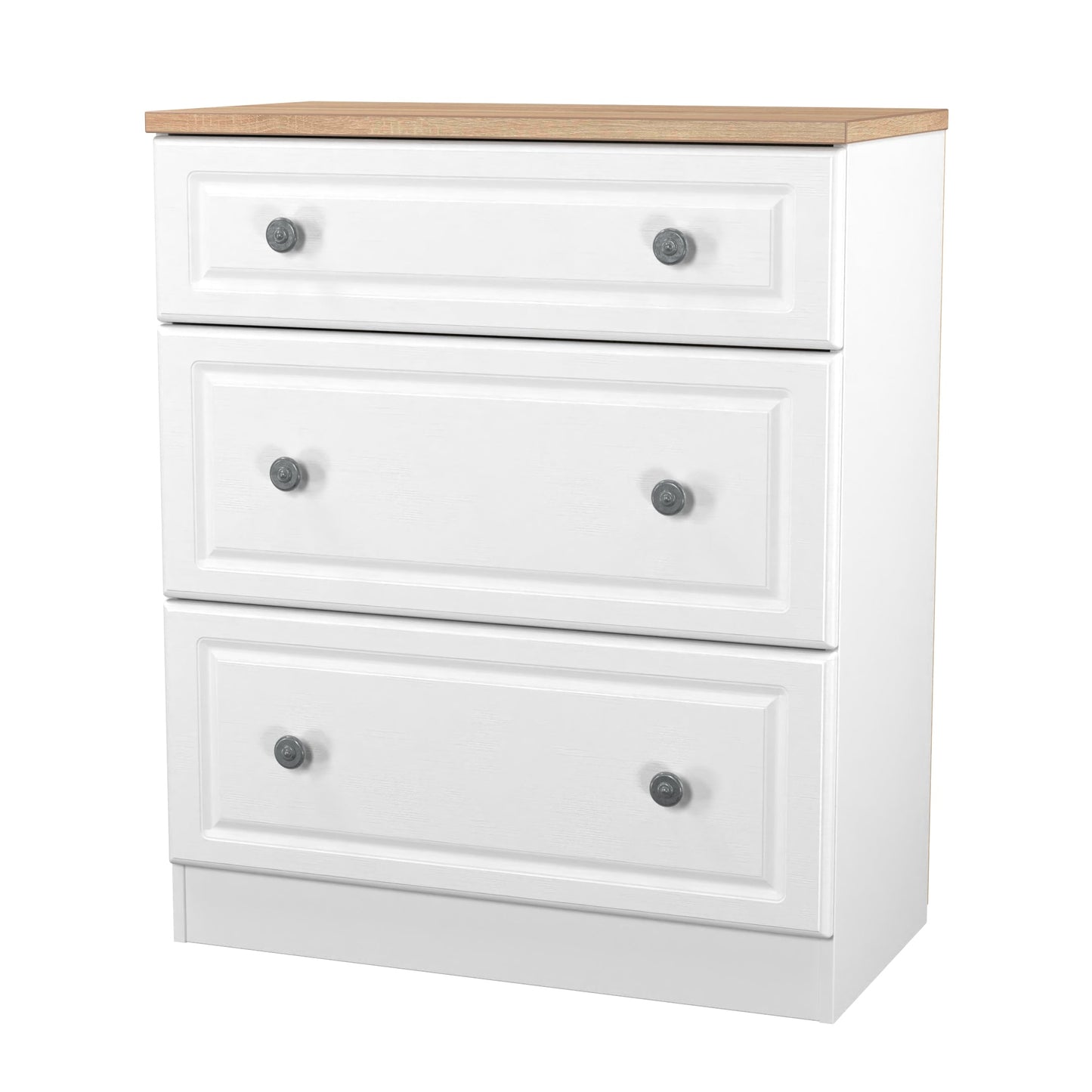 Norfolk Chest of Drawers White & Light Oak 3 Drawers 39cm