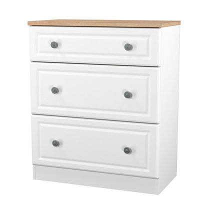 Norfolk Chest of Drawers White & Light Oak 3 Drawers 39cm